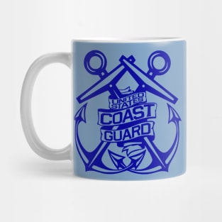 U.S. Coast Guard - Crossed Anchors in Blue Mug